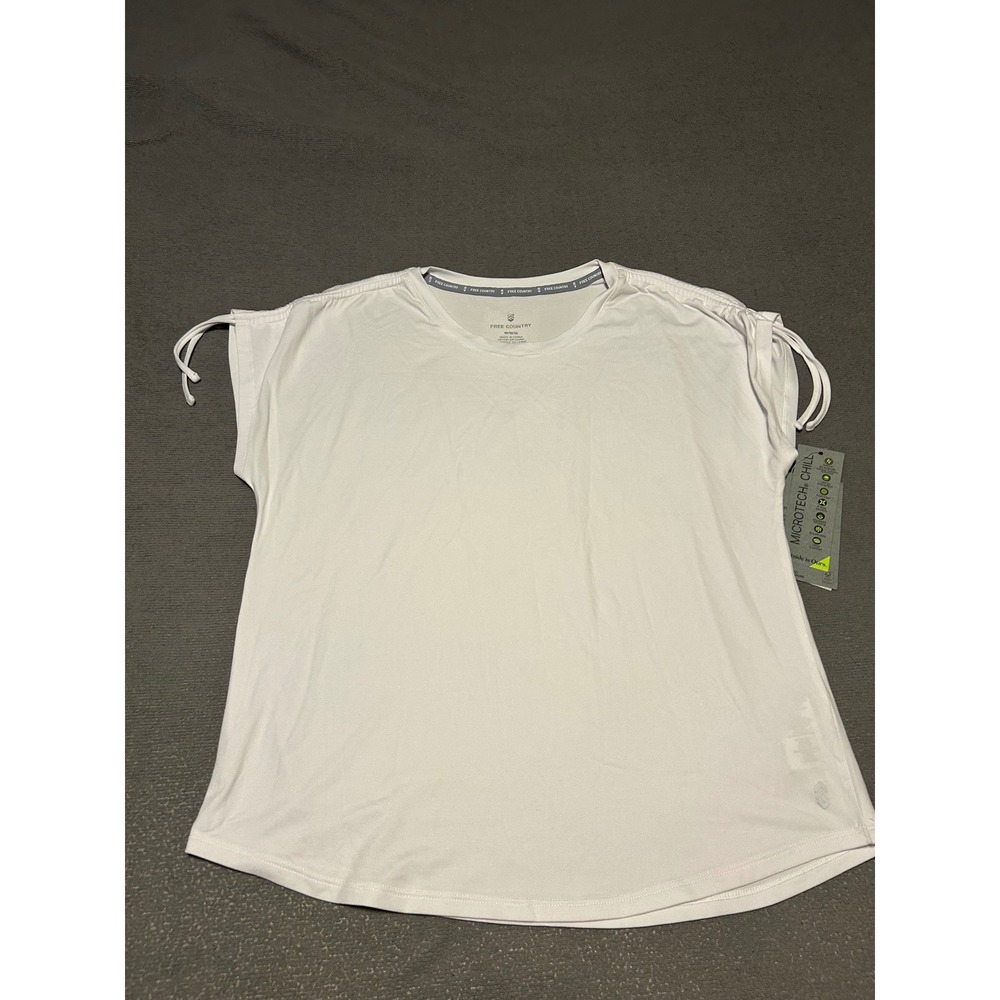 Free Country Microtech Chill White Active Top Drawstring Cap Sleeve Women Medium